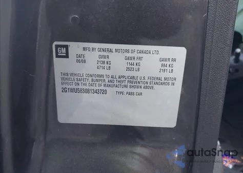 2008 Chevrolet Impala Ltz из США, поврежденный, VIN 2G1WU583081343720